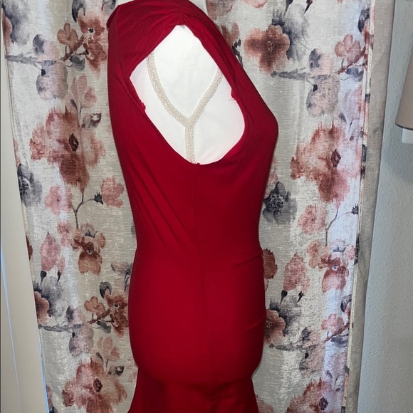 Urban Outfitters Red Sabrina Neckline Bodycon Mini Dress - Picture 6 of 11